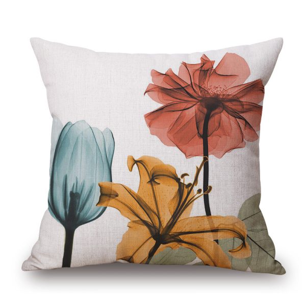 New Modern And Simple Ink Painting Flower Linen Hug Pillowcase Tulip Pillow Cushion Cover Fashionable Home Pillow - Image 15