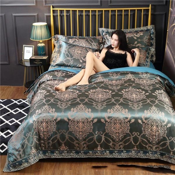 Silk Satin Jacquard Lace Four-piece Bedding - Image 10