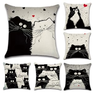 Retro Black And White Pure Cotton Cute Pet Sofa Pillow