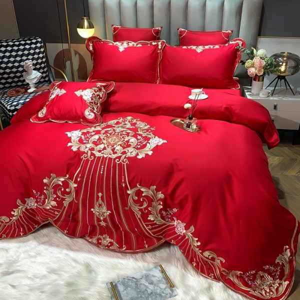 Four-piece Cotton Long-staple Cotton Bed Linen Embroidered Cotton - Image 9