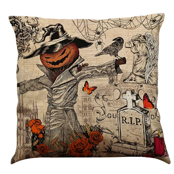 Halloween Cotton Linen Sofa Car Cushion Pillowcase - Image 29