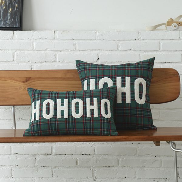 Polyester-cotton Canvas Christmas Green Plaid Pillow Cover - Image 20