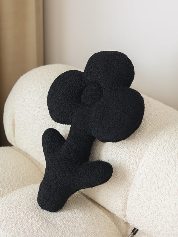 Plush Black Teddy Flower Pillow Sofa Bedding - Image 3