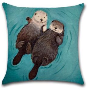 Cross-border special for the new hand-drawn hand-painted cross-border hot seller of the romantic otter household pillow cover car cushion cover