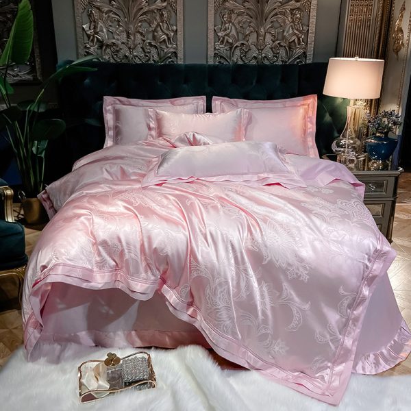 Pure Cotton Satin Jacquard Four-piece Silk Cotton Wedding Quilt Cover Sheet - Image 16