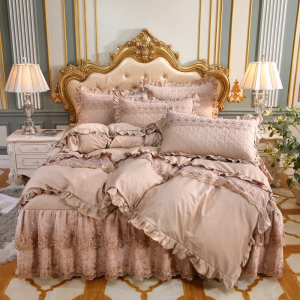 Four-piece Cotton Double-layer Lace Bed Skirt - Image 5