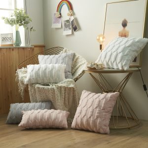 Simple solid color three dimensional Plush home pillow