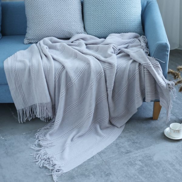 Pinstripe Knitted Sofa Blanket Air Conditioning Cover Blanket - Image 4