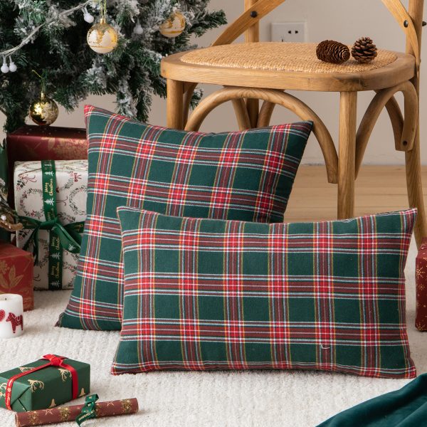 Living Room Christmas Plaid Polyester Cotton Pillowcase - Image 4