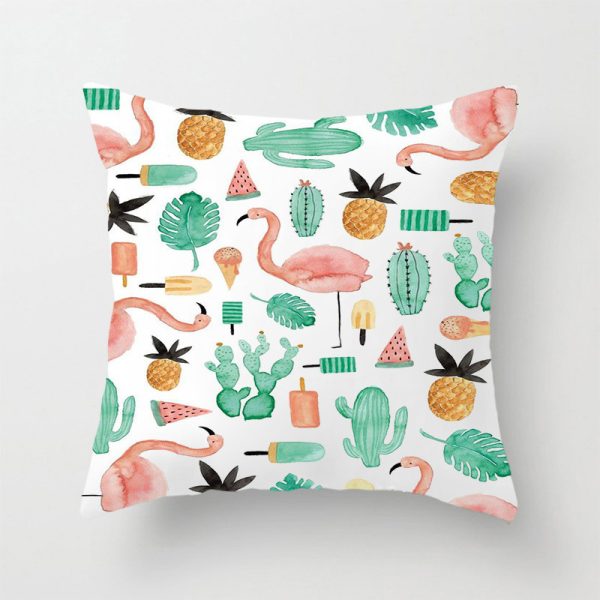 Green Plant Peach Skin Print Linen Pillow Cover - Image 5