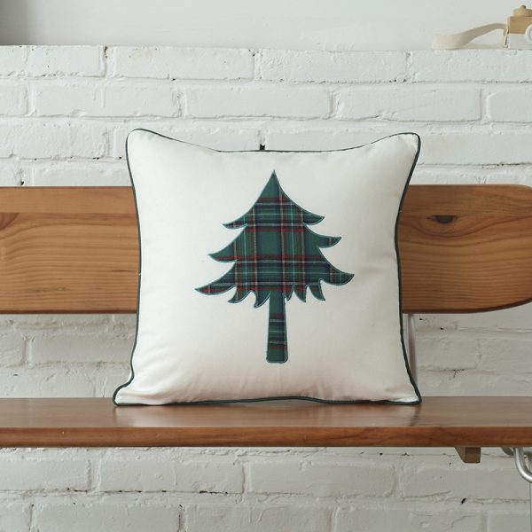 Polyester-cotton Canvas Christmas Green Plaid Pillow Cover - Image 28