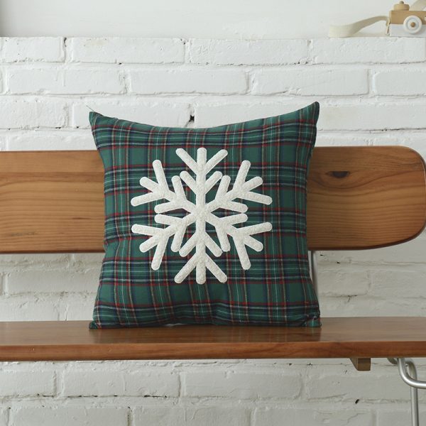 Polyester-cotton Canvas Christmas Green Plaid Pillow Cover - Image 16