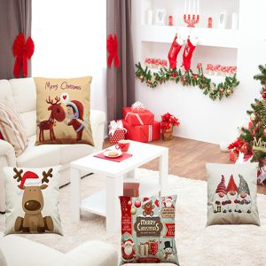 Christmas Cotton Linen Sofa Car Cushion Pillowcase