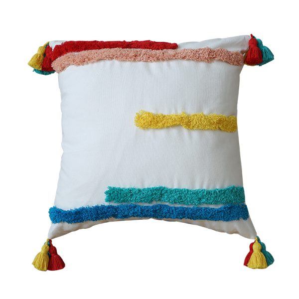 Office Fashion Simple Rainbow Tufted Pillowcase - Image 8