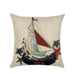 Sailing marine element linen pillowcase