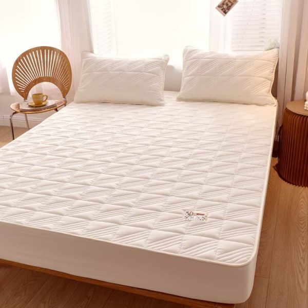 Pure Cotton Bed Sheet Single Piece Thickened Quilted Anti-mite Mattress Protector - Image 2