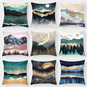 Landscape cushion pillow lumbar cushion cover