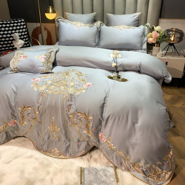 Four-piece Cotton Long-staple Cotton Bed Linen Embroidered Cotton - Image 8