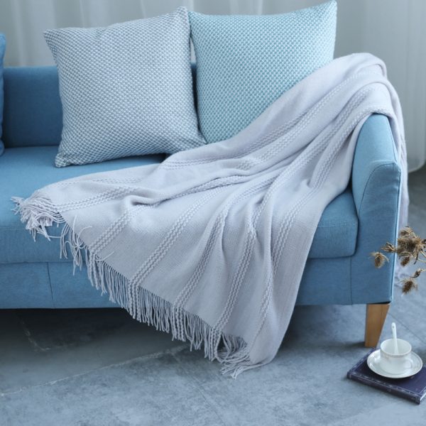 Pinstripe Knitted Sofa Blanket Air Conditioning Cover Blanket