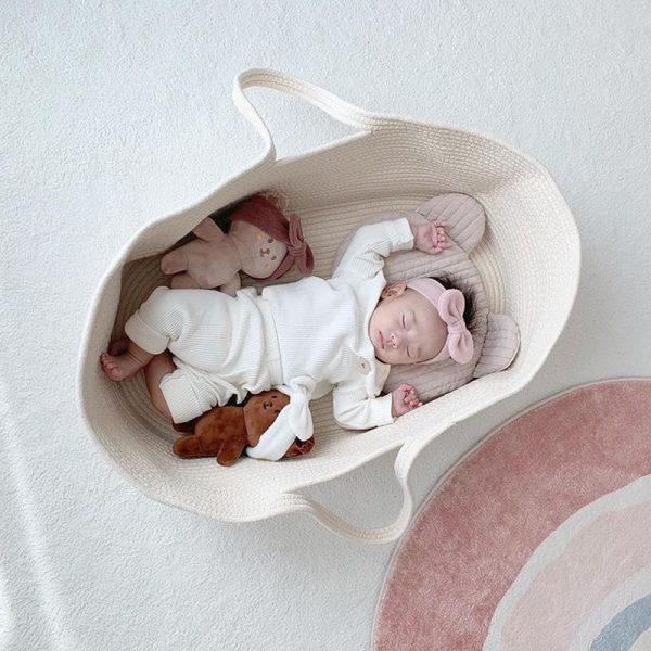 Newborn Cotton Rope Woven Carrying Basket Portable - Image 2