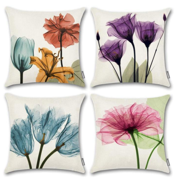 New Modern And Simple Ink Painting Flower Linen Hug Pillowcase Tulip Pillow Cushion Cover Fashionable Home Pillow - Image 16