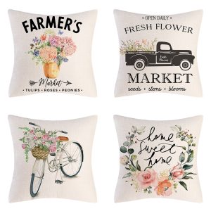 Tulip Farm Bike Flower Cushion Pillowcase