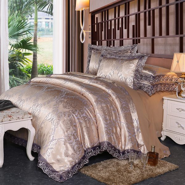 Four-piece Set Of Satin Jacquard Lace, High-end Luxury Home Textiles, Bedding