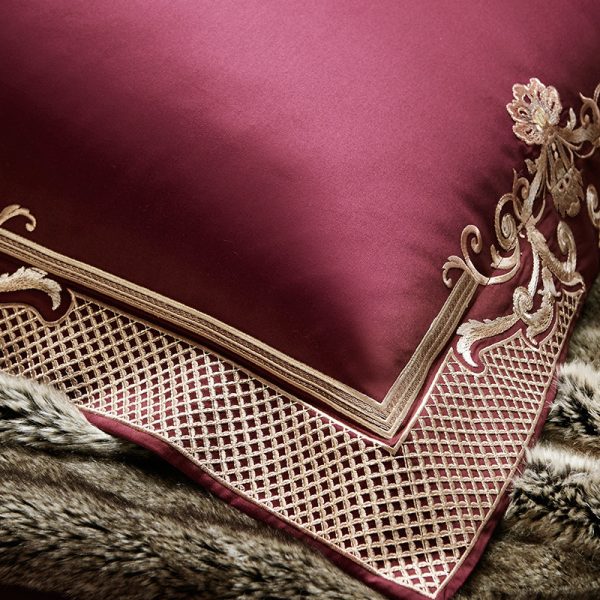 Four-piece Luxury Burgundy Wedding Bed - Image 5