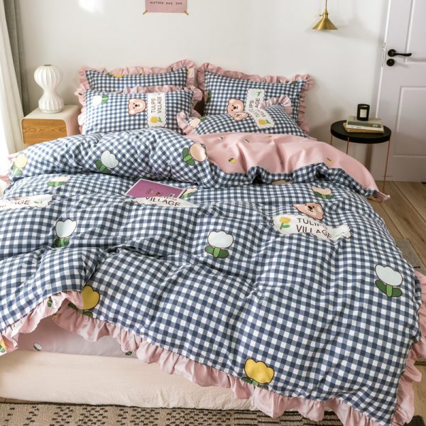 Princess Style Four-piece Bed Sheet Duvet Cover Girl's Heart Bed Cover Summer Three-piece Suit - Image 3