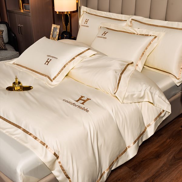 Home Fashion Simple Ice Silk Bed Sheet Covers Four-piece Set - Image 8