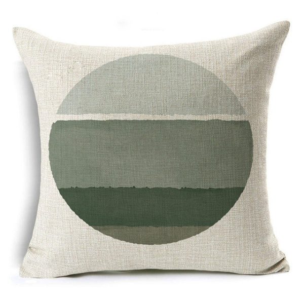 New Green Geometric Print Linen Pillowcase - Image 9