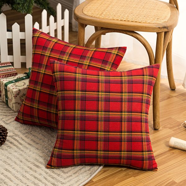 Living Room Christmas Plaid Polyester Cotton Pillowcase - Image 6