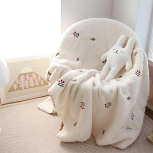 Fleece Children's Embroidered Blanket Thickened Blanket