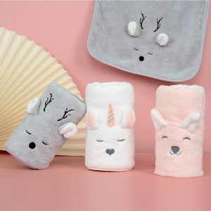 Coral Fleece Cute Cartoon Children Face Towel