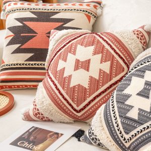 Ethnic Style Cotton And Linen Living Room Sofa Pillow Cover