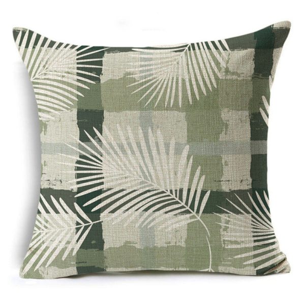 New Green Geometric Print Linen Pillowcase - Image 3