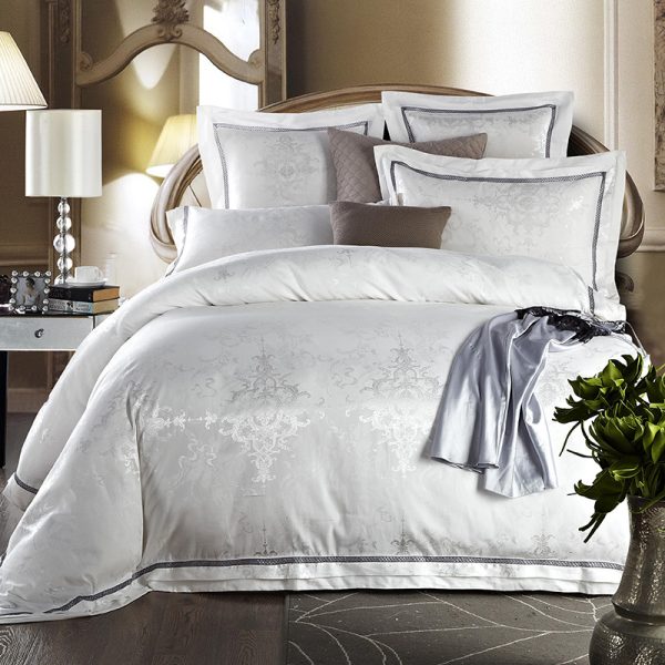 Pure Cotton Satin Jacquard Four-piece Silk Cotton Wedding Quilt Cover Sheet - Image 5