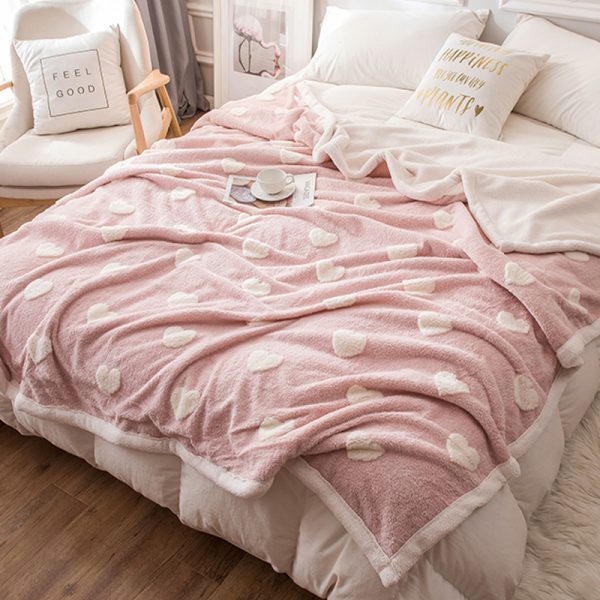 Jacquard Blanket Winter Thick Coral Fleece Blanket Single Towel Quilt Sofa Bedding - Image 6