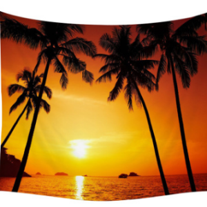 Beach coconut tree starfish shell small fishing tapestry European modern printing living room kitchen background wall blanket