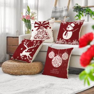 Christmas Pillow Cover Snowman Elk Decoration