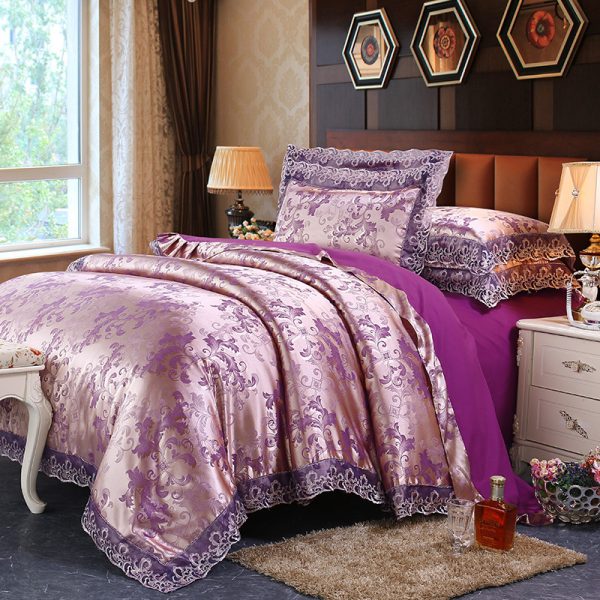 Four-piece Set Of Satin Jacquard Lace, High-end Luxury Home Textiles, Bedding - Image 15