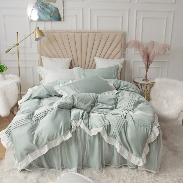 Lace Bed Skirt Quilt Cover Girl Heart Household Bedding Korean Princess Style Four-piece Quilt Cover