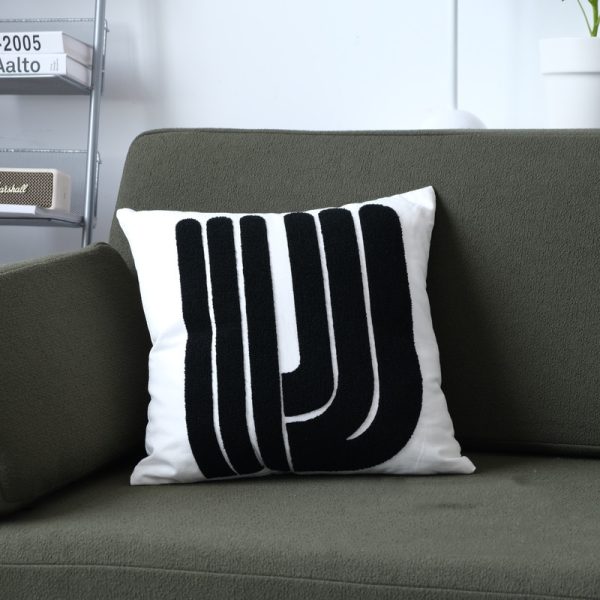 Modern Jane Wave Dot Geometric Black And White Cushion - Image 4