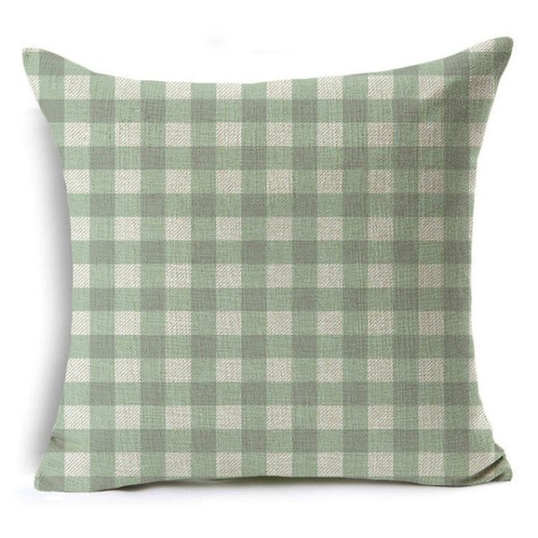 New Green Geometric Print Linen Pillowcase - Image 13