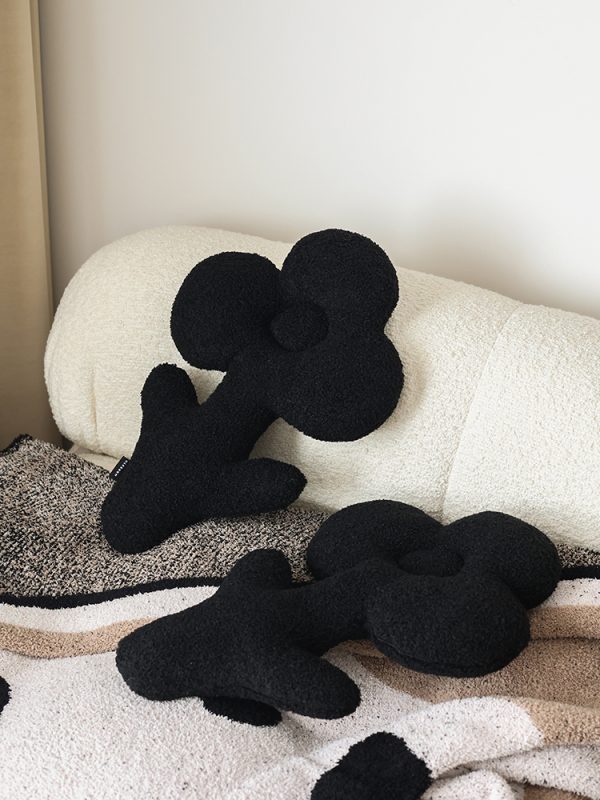 Plush Black Teddy Flower Pillow Sofa Bedding - Image 2