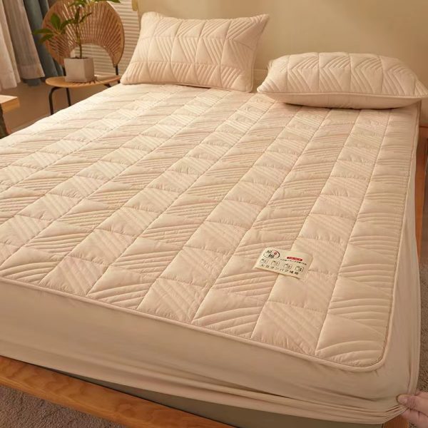 Pure Cotton Bed Sheet Single Piece Thickened Quilted Anti-mite Mattress Protector - Image 10