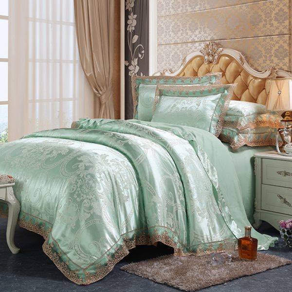 Four-piece Set Of Satin Jacquard Lace, High-end Luxury Home Textiles, Bedding - Image 5