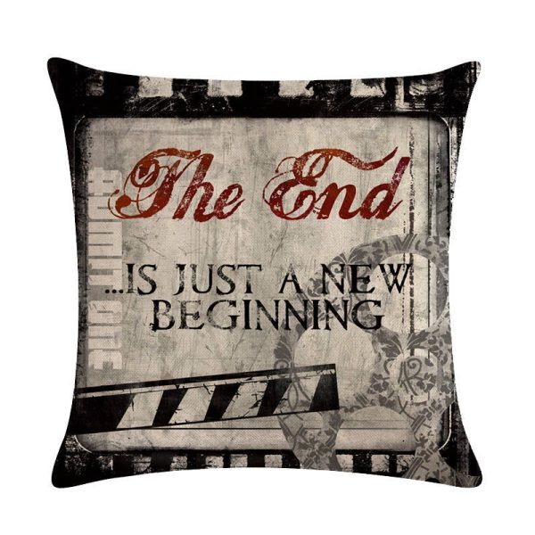 Home Retro Movie Subtitles Sofa Office Linen Pillowcase - Image 8