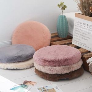 Round Short Rabbit Hair Slow Rebound Memory Foam Cushion