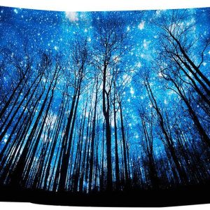 Printed Tall Trees Light Up The Sky Tapestry Multifunctional Tapestry Sitting Carpet Wall Hanging